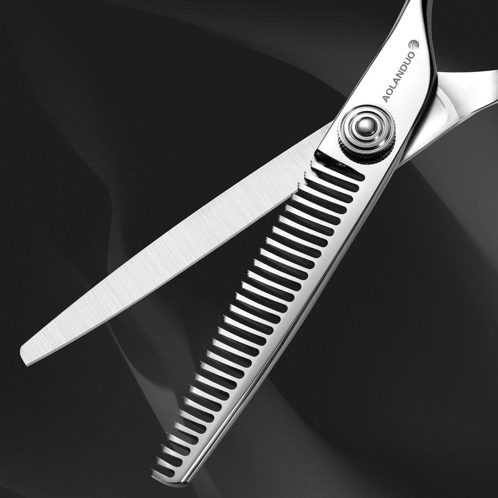 AOLANDUO Invisible-Blend Thinning Scissors – 6" VG10 Texturizing Shears for Natural Volume & Soft Layers – 25-Tooth Precision Edge, Offset Ergonomic Handle, Professional Hairdressing Scissors