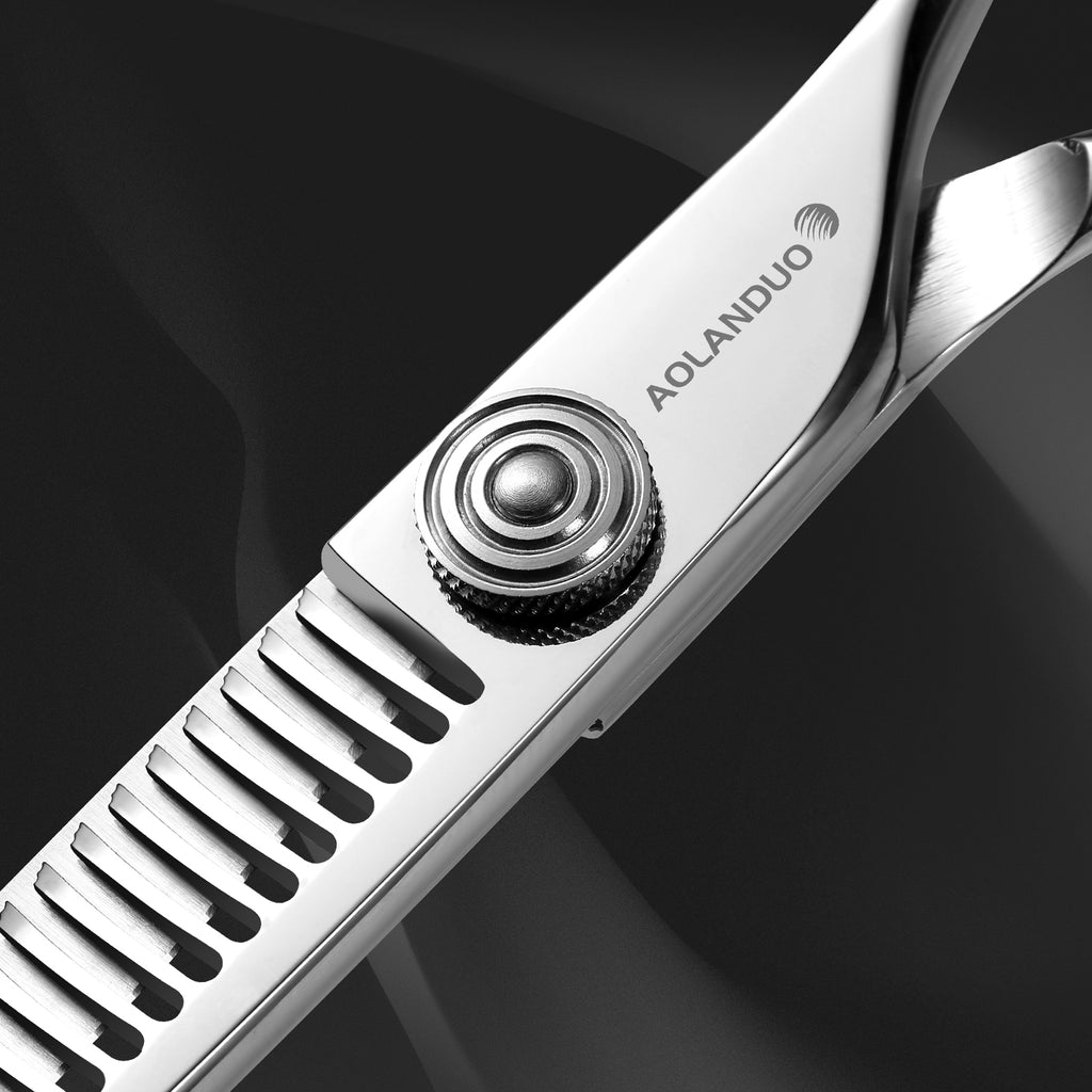 AOLANDUO Invisible-Blend Thinning Scissors – 6" VG10 Texturizing Shears for Natural Volume & Soft Layers – 25-Tooth Precision Edge, Offset Ergonomic Handle, Professional Hairdressing Scissors
